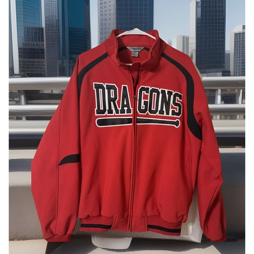 EUC Y2K 90s TONIX Fleece Lined Dragons Baseball Team Jacket -L DEADSTOCK‎